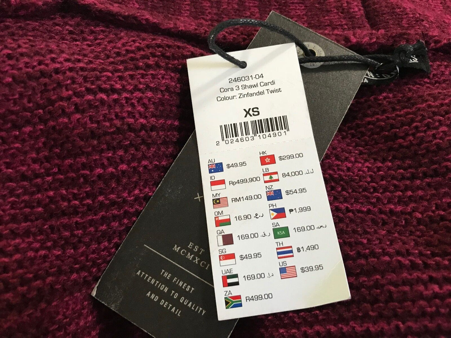 COTTON ON "CORA 3" Burgundy Marl Chunky Knit Shawl Cardigan Ladies Sz XS 10 NEW