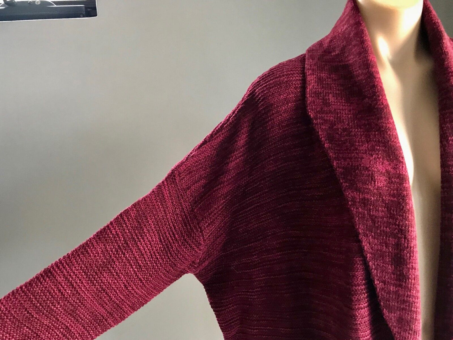 COTTON ON "CORA 3" Burgundy Marl Chunky Knit Shawl Cardigan Ladies Sz XS 10 NEW