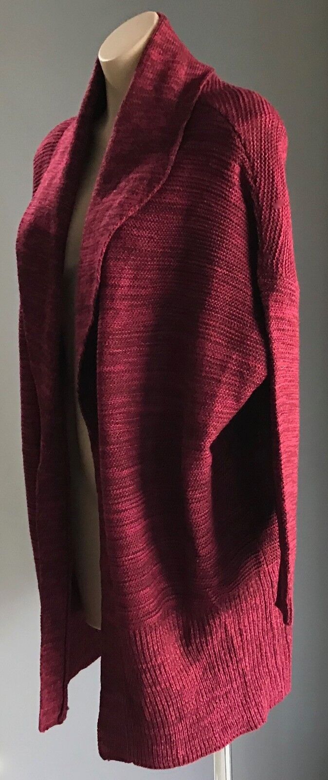 COTTON ON "CORA 3" Burgundy Marl Chunky Knit Shawl Cardigan Ladies Sz XS 10 NEW