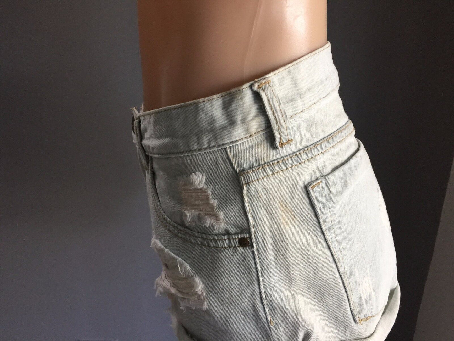 G DENIM Glassons Cheeky Shorts Distressed Ripped Faded Denim Short Size 10 Jeans