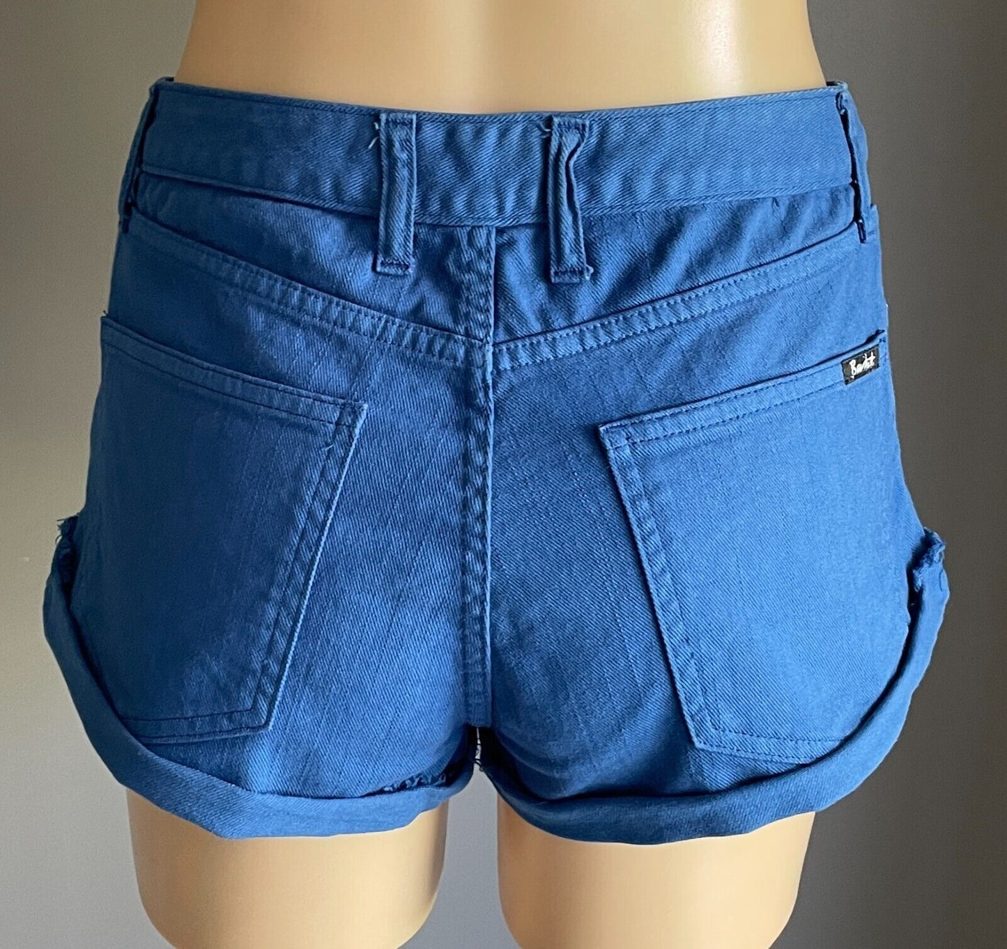 BARDOT DENIM Blue Cuffed Shorty Shorts Ladies Size 14 Button Fly 5 Pocket Cut