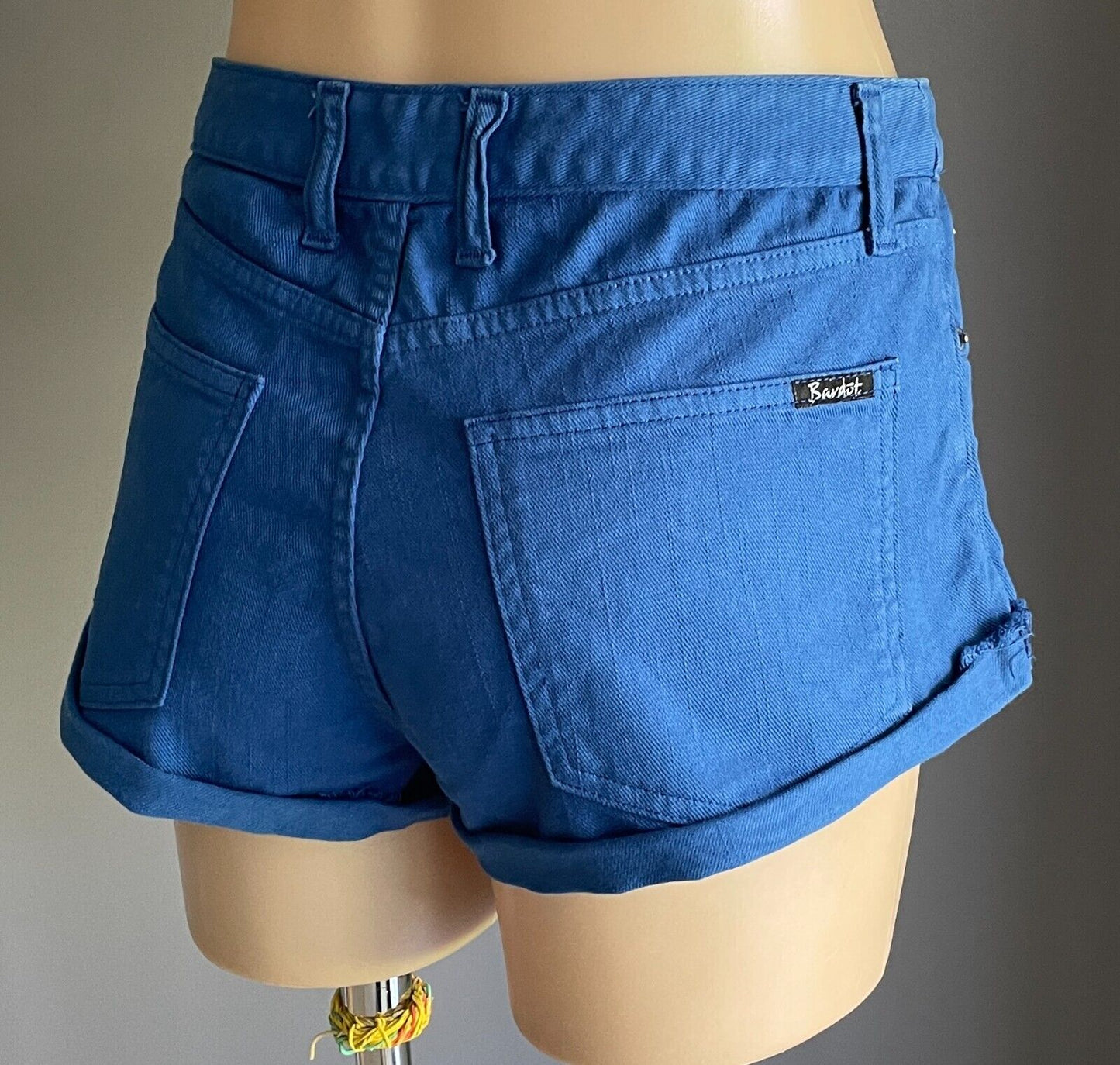 BARDOT DENIM Blue Cuffed Shorty Shorts Ladies Size 14 Button Fly 5 Pocket Cut
