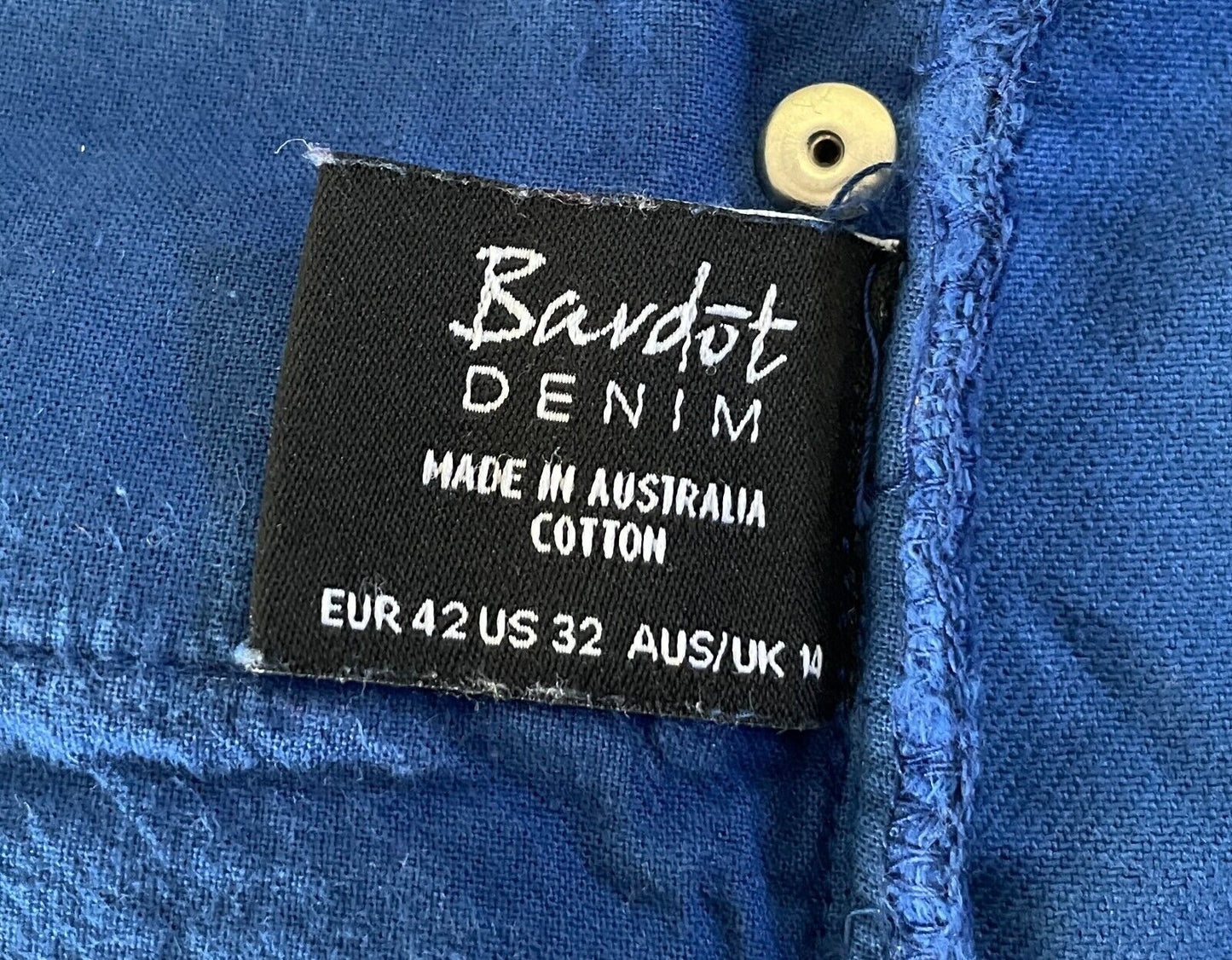 BARDOT DENIM Blue Cuffed Shorty Shorts Ladies Size 14 Button Fly 5 Pocket Cut