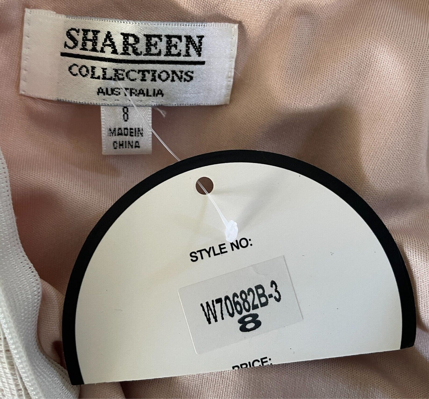 SHAREEN COLLECTIONS White Lace Cutout & Blush Sleeveless Gown Size 8 Split Front
