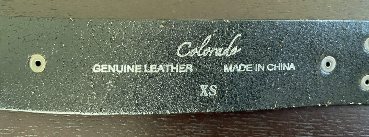 COLORADO Belt Black Leather Plait Trim 4cm Wide Size XS 10 Fit Waist 67 - 82cm