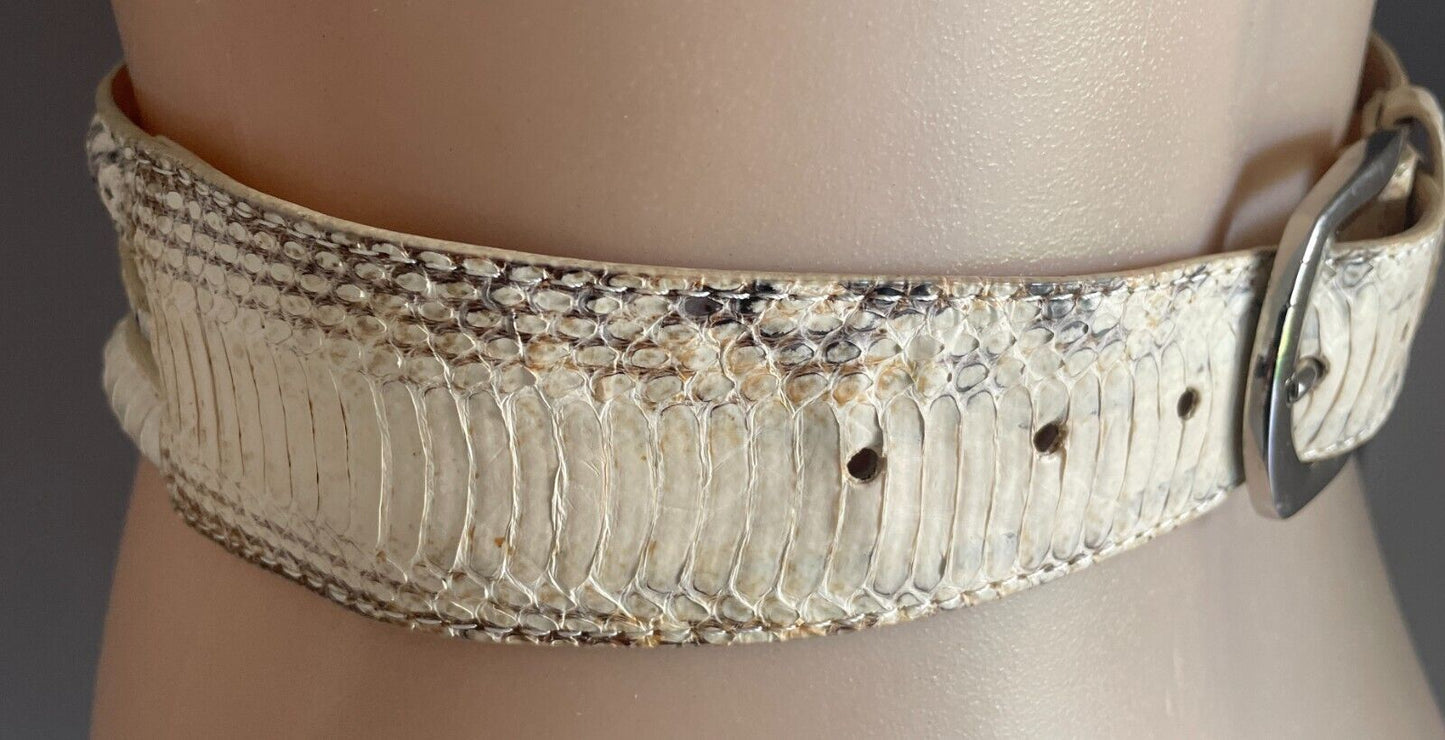 WITCHERY Leather Belt Off White Grey Size S M 10 12 Snakeskin Belt Stunning