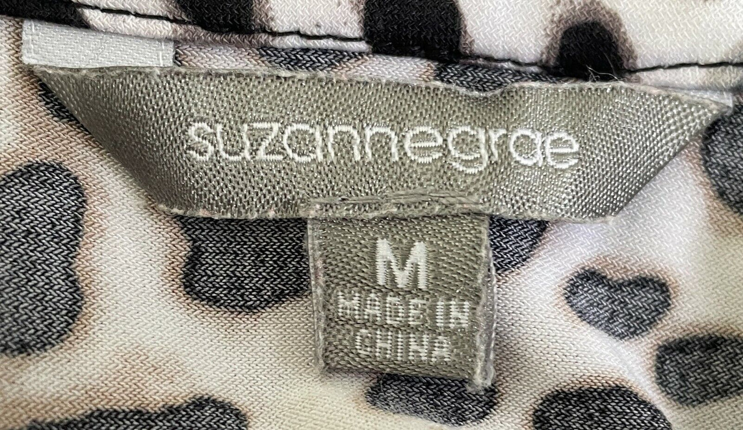 SUZANNE GRAE Hi Low Top Blouse Brown Monochrome Animal Print Sleeveless M 12 NEW