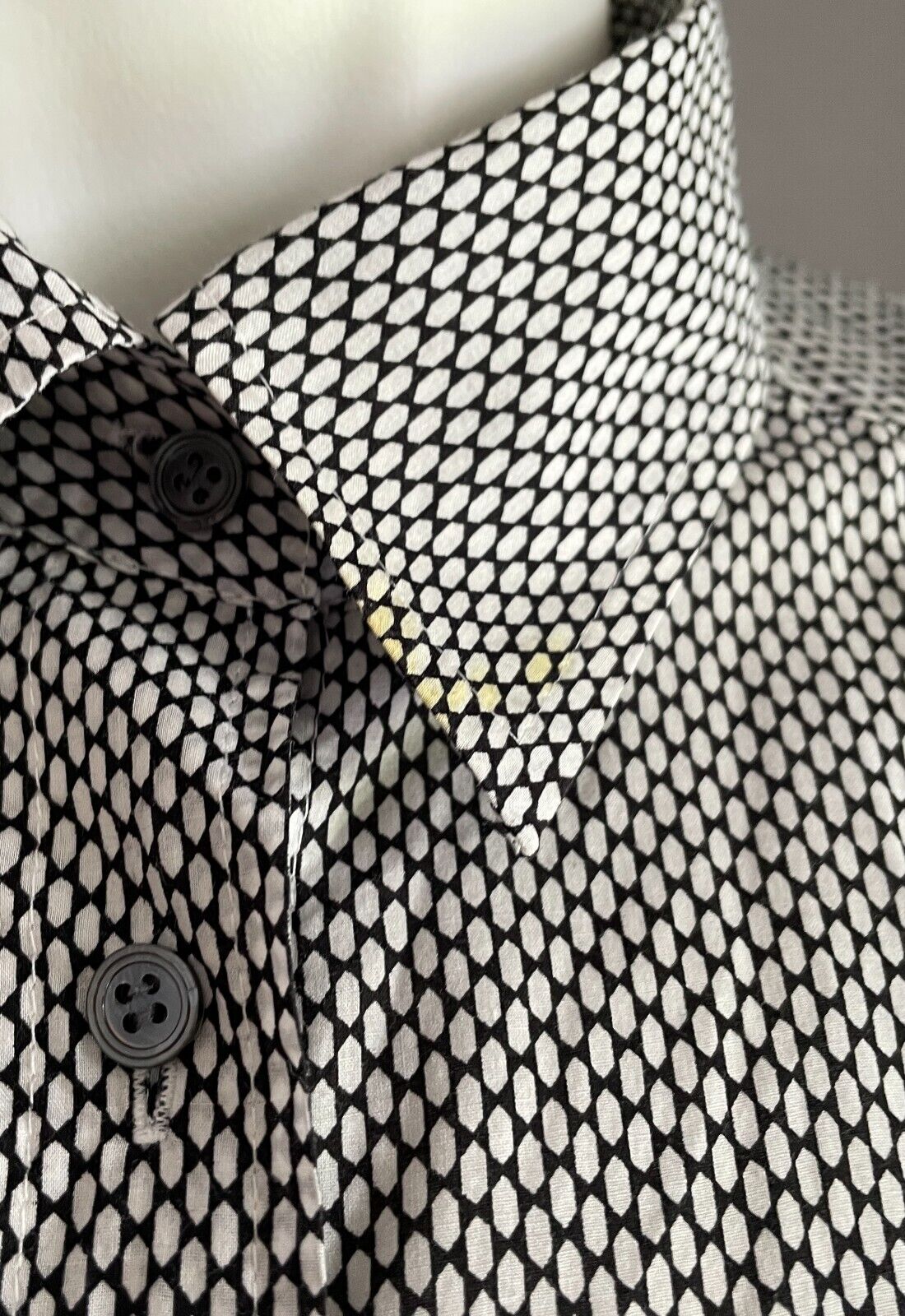 J. CREW Shirt Black White Print Button Up Long Sleeve Cotton Ladies Size 0 AU 8