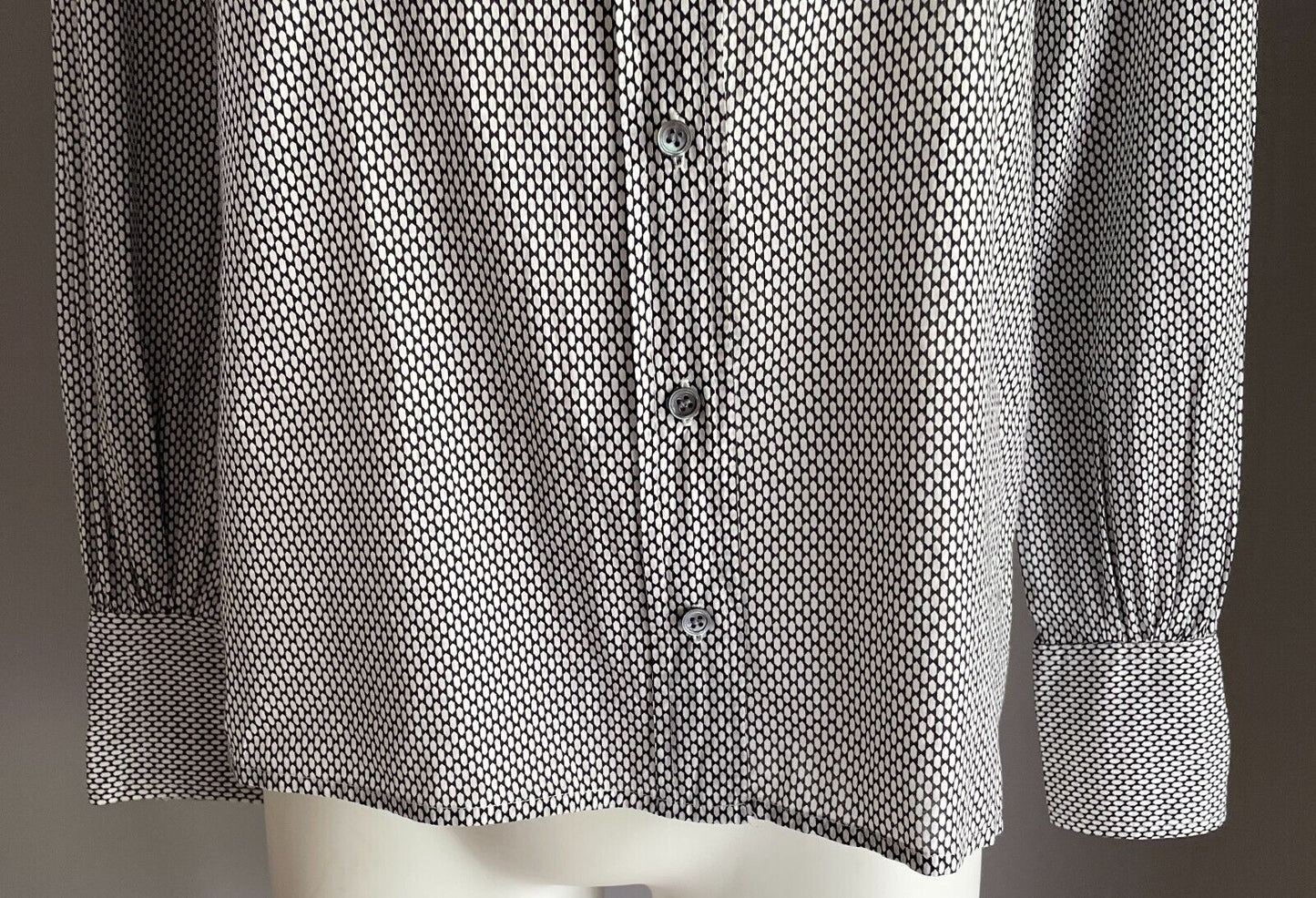 J. CREW Shirt Black White Print Button Up Long Sleeve Cotton Ladies Size 0 AU 8