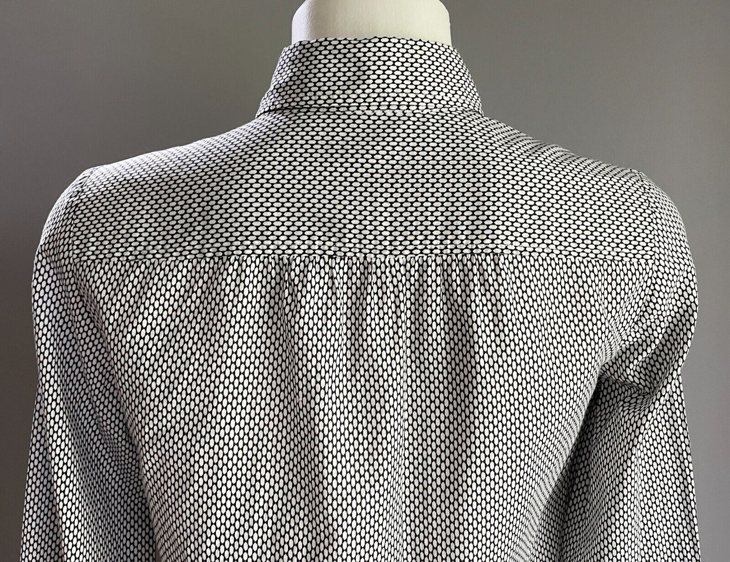 J. CREW Shirt Black White Print Button Up Long Sleeve Cotton Ladies Size 0 AU 8