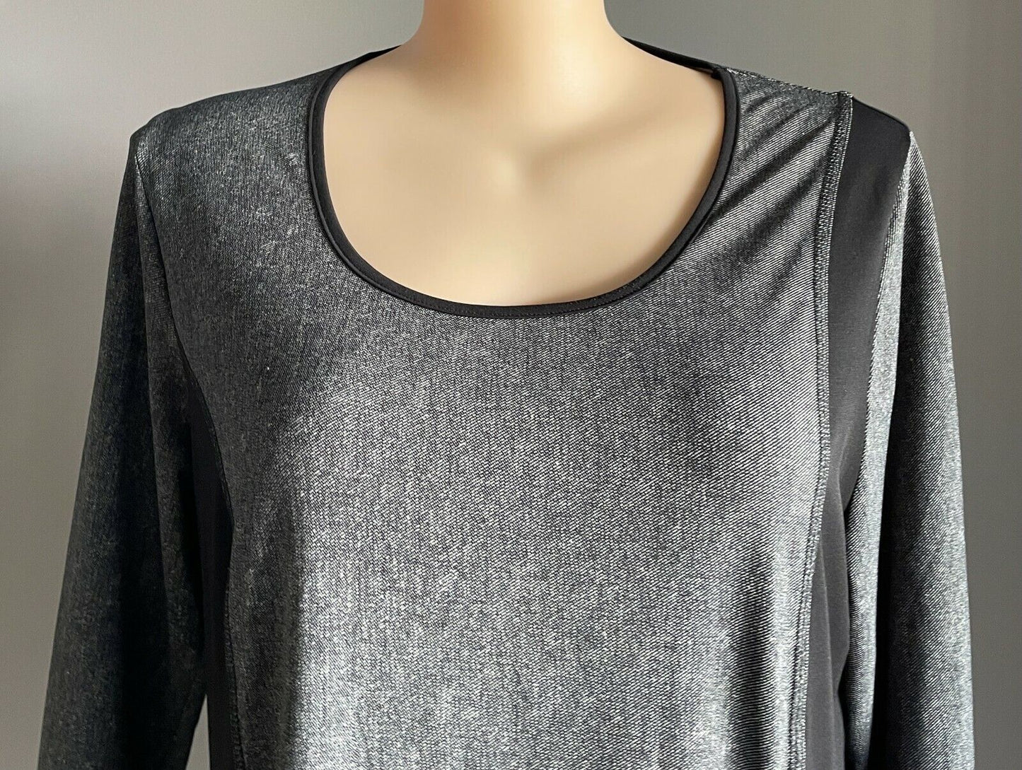 TAKING SHAPE TS Stretch Top Black & Grey 3/4 Sleeve Sweater Plus Size M NWOT