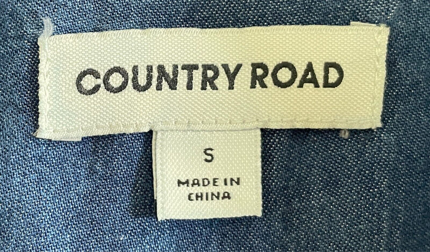 COUNTRY ROAD Indigo Rinse Tencel Shirt Button Front Size S 8 Long Sleeves