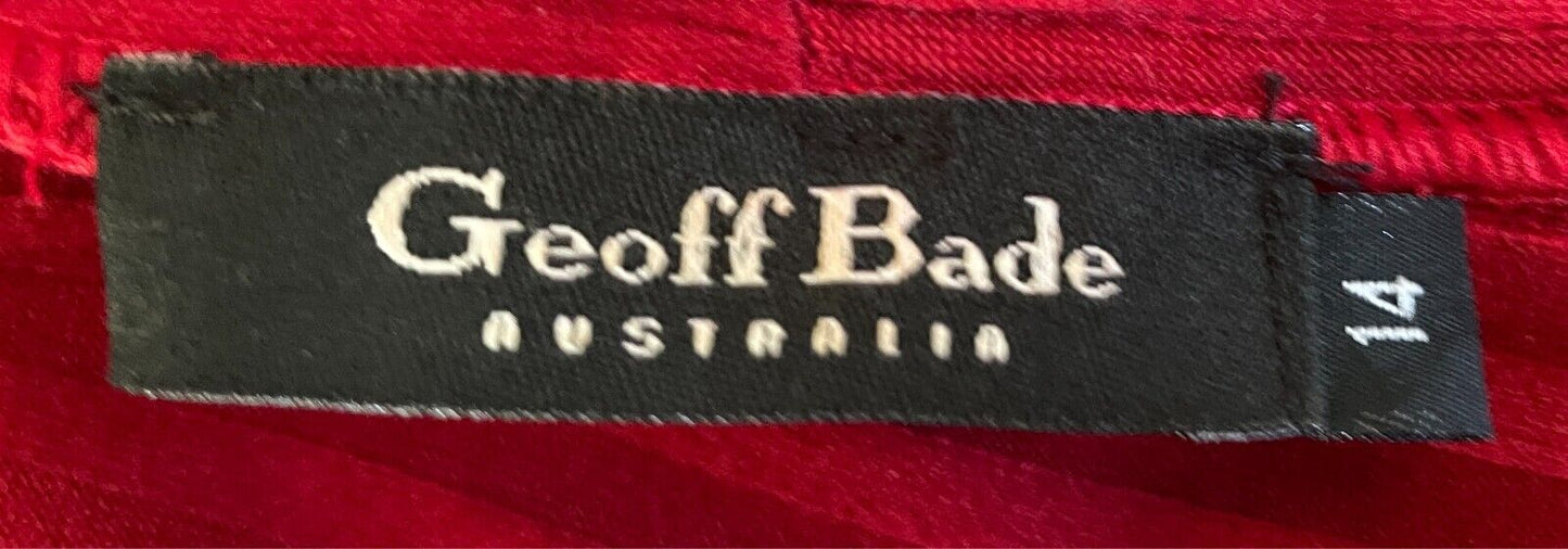 GEOFF BADE Stretch Knit Shift Dress Long Top Size 14 Turtleneck Asymmetric Hem