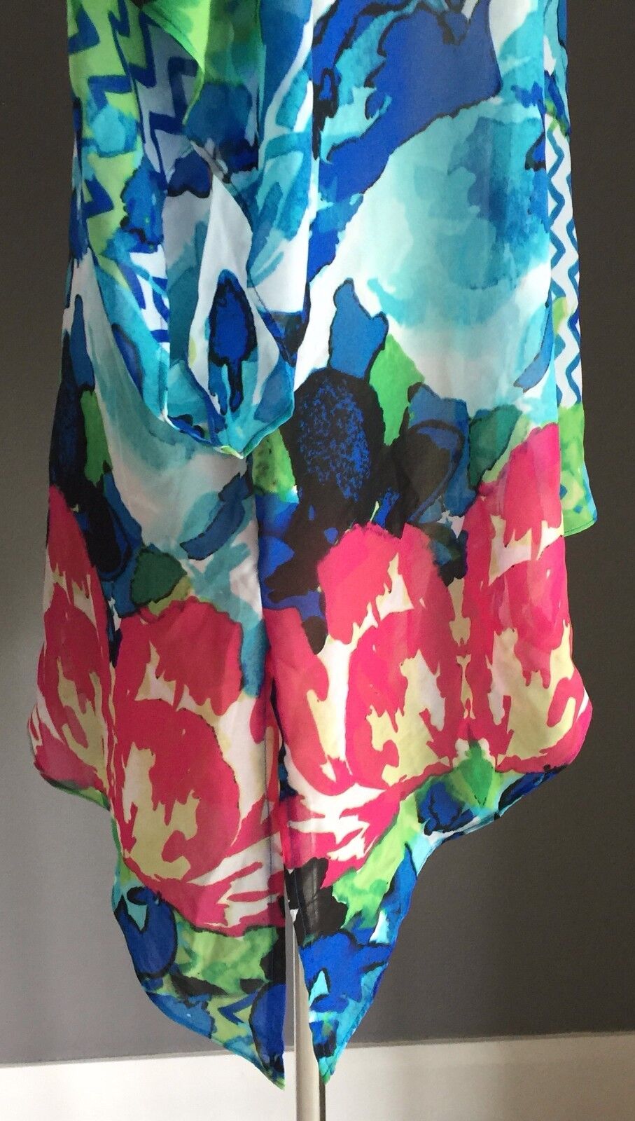 W LANE Kaftan Sheer Top Bright Colourful Floral Beach Cover Pool Size L 12 NEW