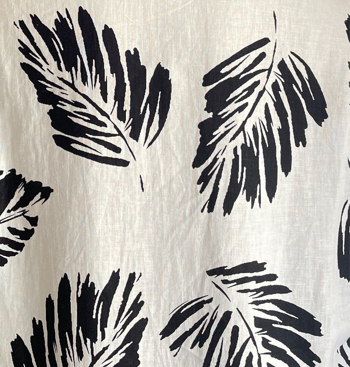 W LANE White Linen Top Blouse Black Fern Size 16 Sleeveless Button Trim NEW