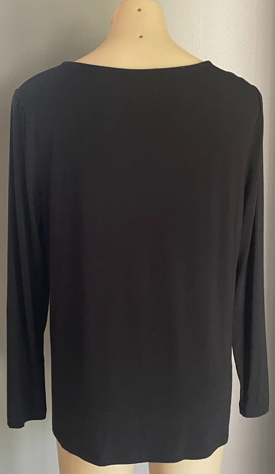 W LANE Top Long Sleeve Stretch Floral Black White Coral\ Red Blue Size M 12