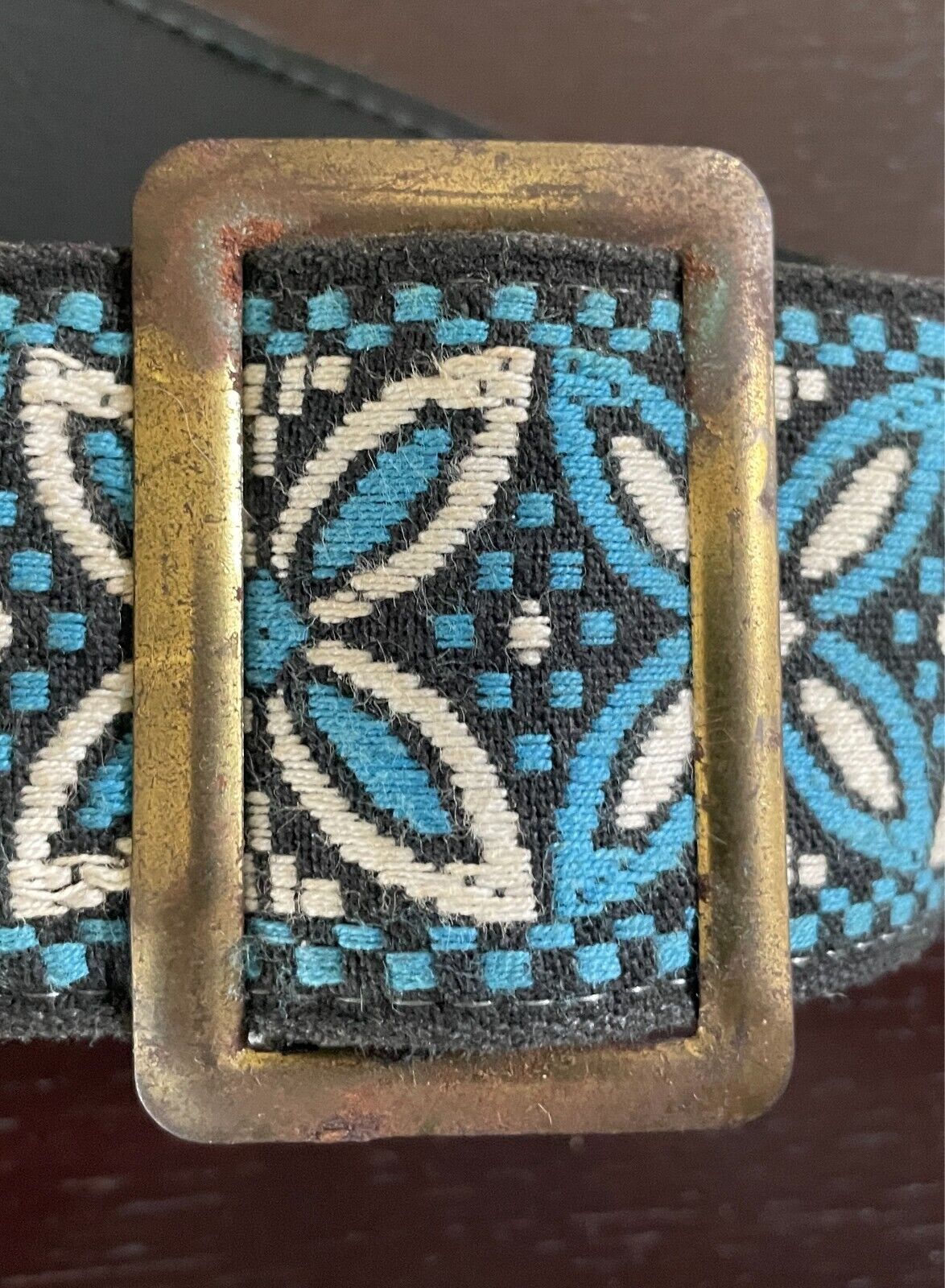 5cm Embroidered Belt Blue White Black Flower Tapestry PU Back Tie Belt 96 l134cm