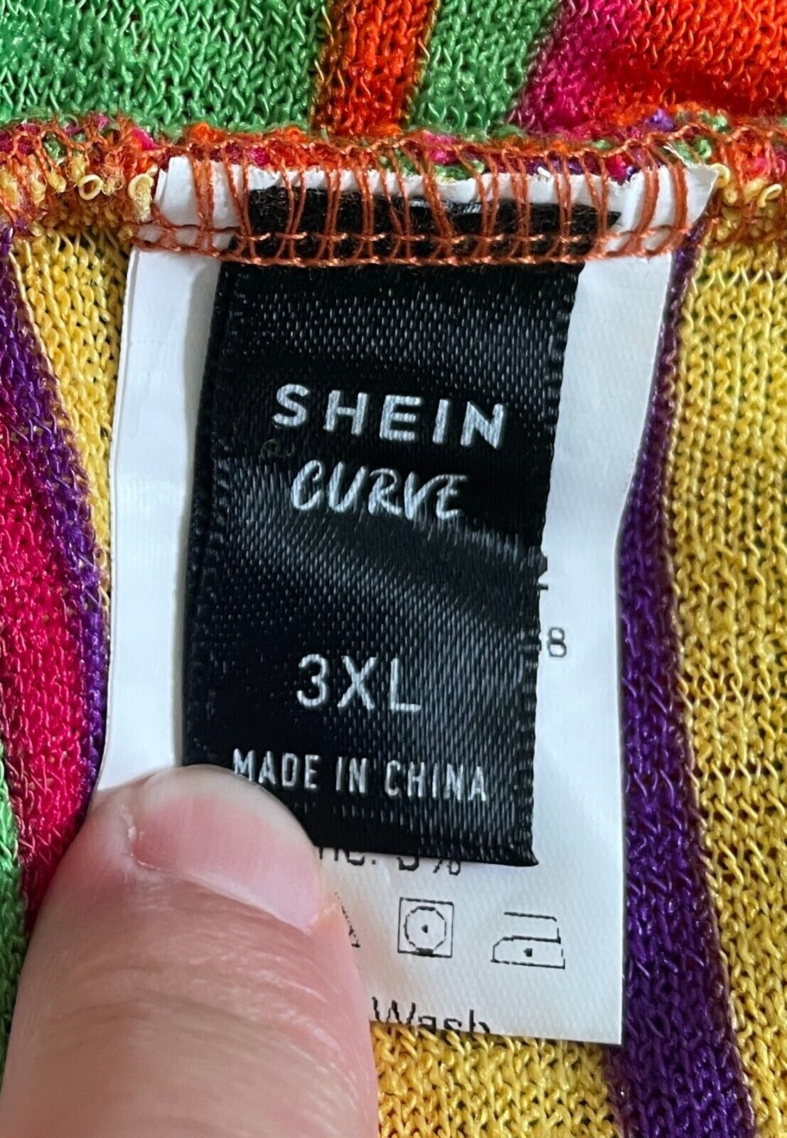 SHEIN CURVE Bright Multicolour Stripe Plunging V-Neck Halter Top Size 3XL 22