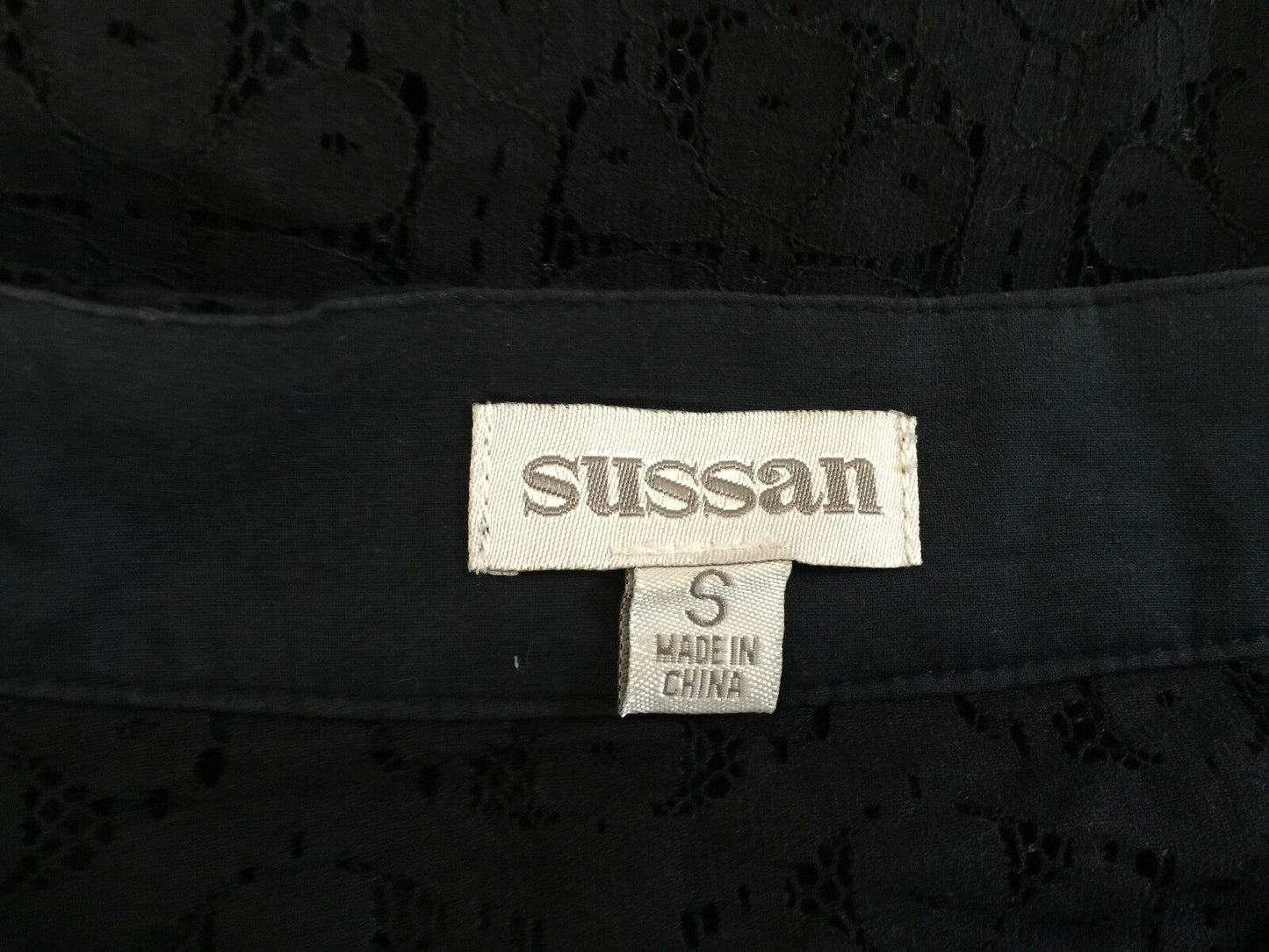 SUSSAN Jacket Crop Top A-Line Black Lace Short Sleeve Bolero Size S 10 NEW