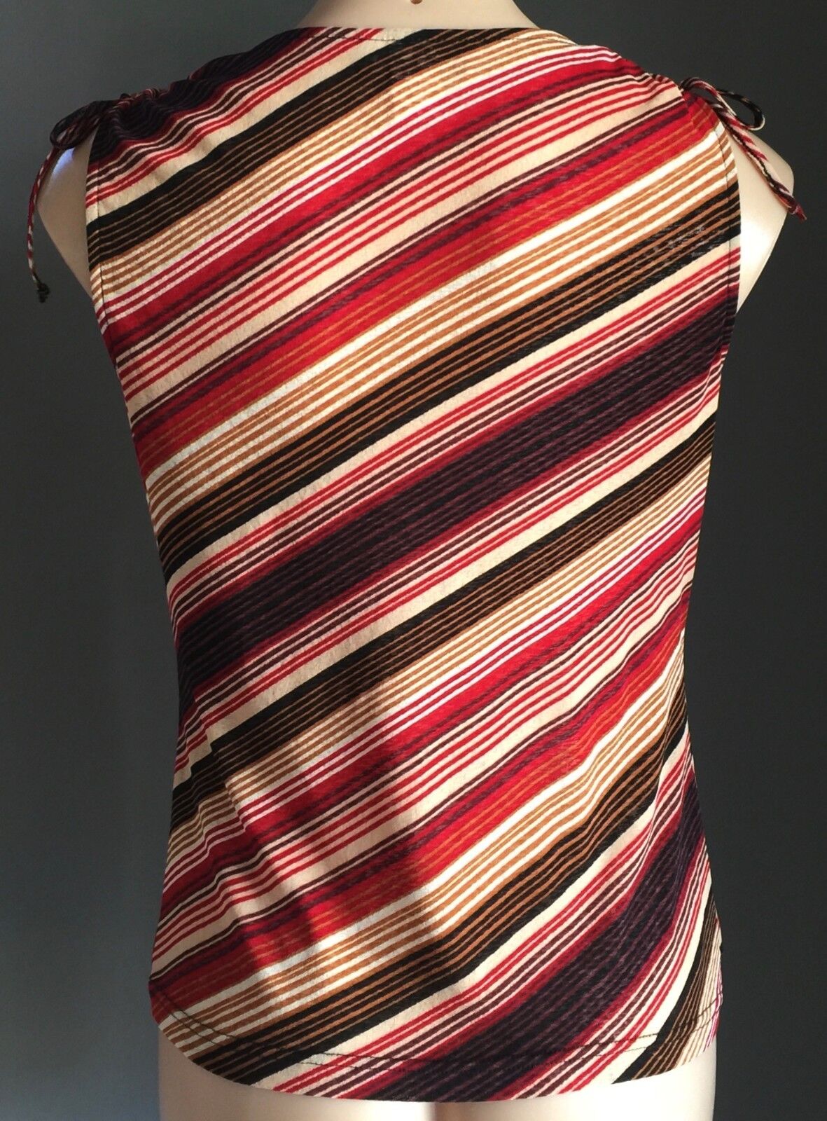SUSSAN Top Cowl Neck Sleeveless Stretch \Bright Striped Size M 12 NEW