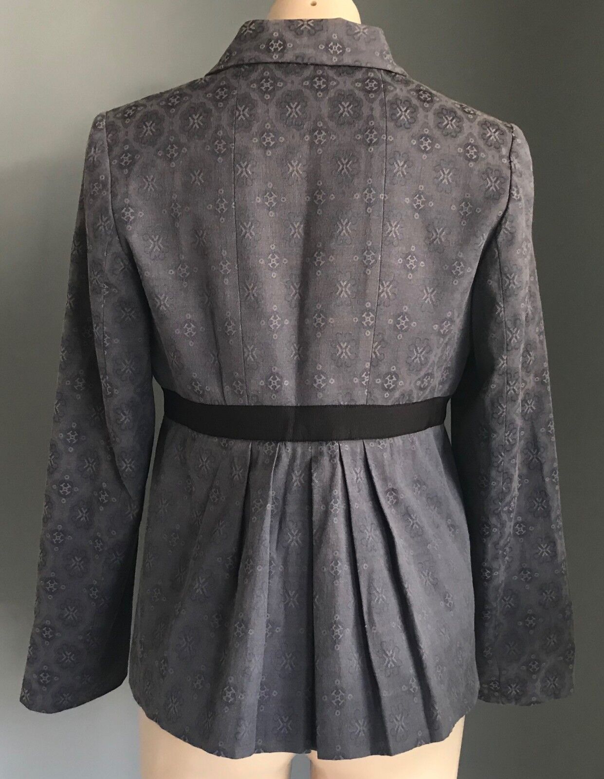 SUSSAN Blue Wash & Taupe Print Lightweight Pleat Waist Jacket Ladies Size 10