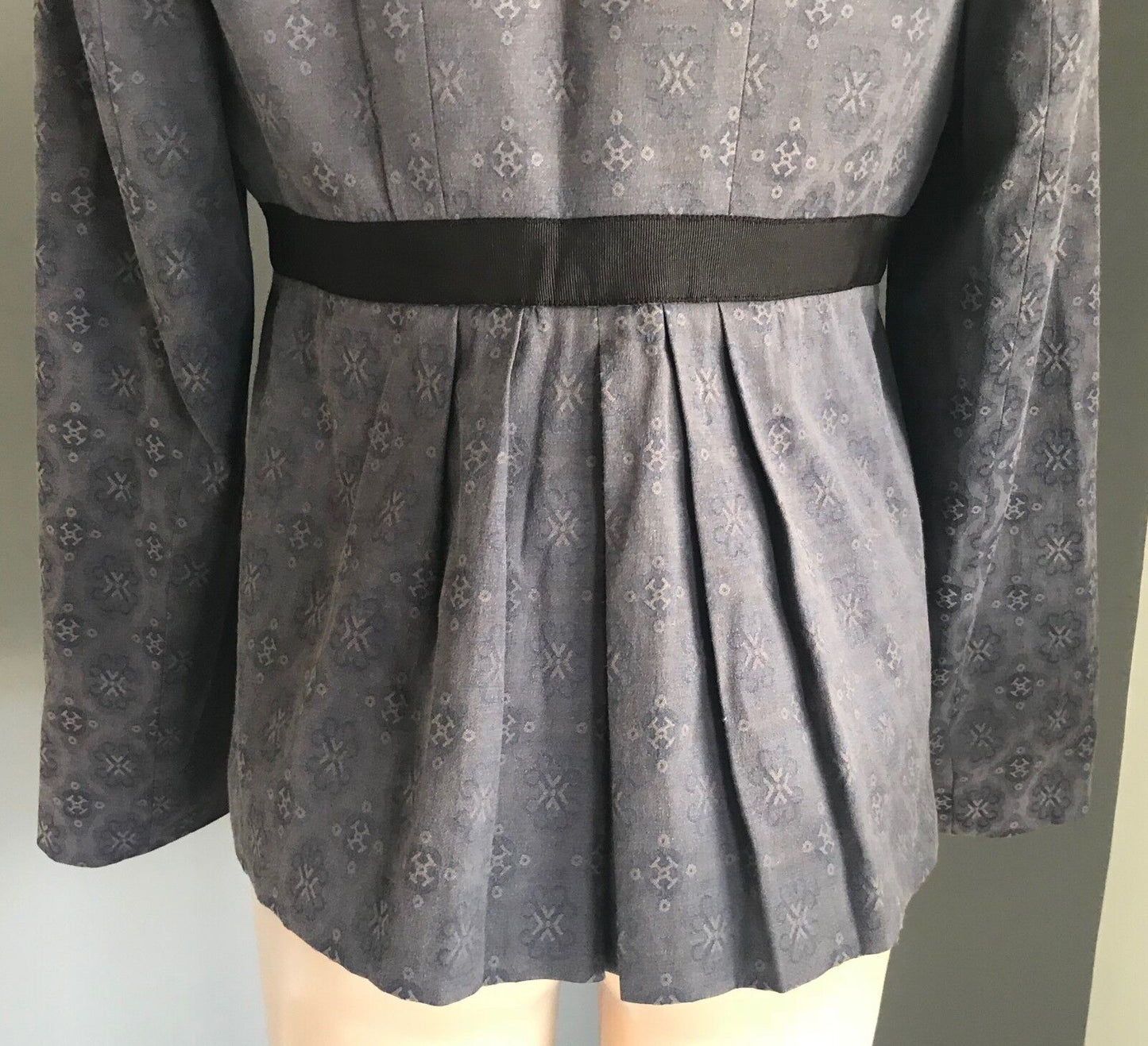 SUSSAN Blue Wash & Taupe Print Lightweight Pleat Waist Jacket Ladies Size 10