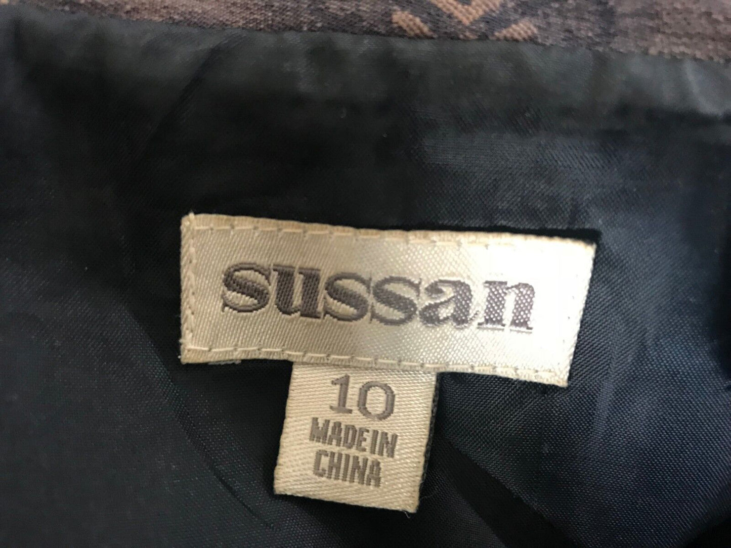 SUSSAN Blue Wash & Taupe Print Lightweight Pleat Waist Jacket Ladies Size 10