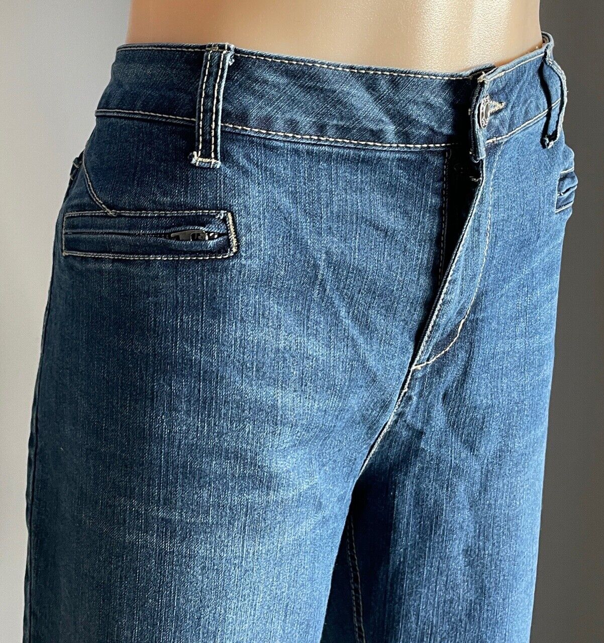 KATIES Jeans Blue Stretch Denim Full Length Skinny w Zip Pockets Ladies Size 16