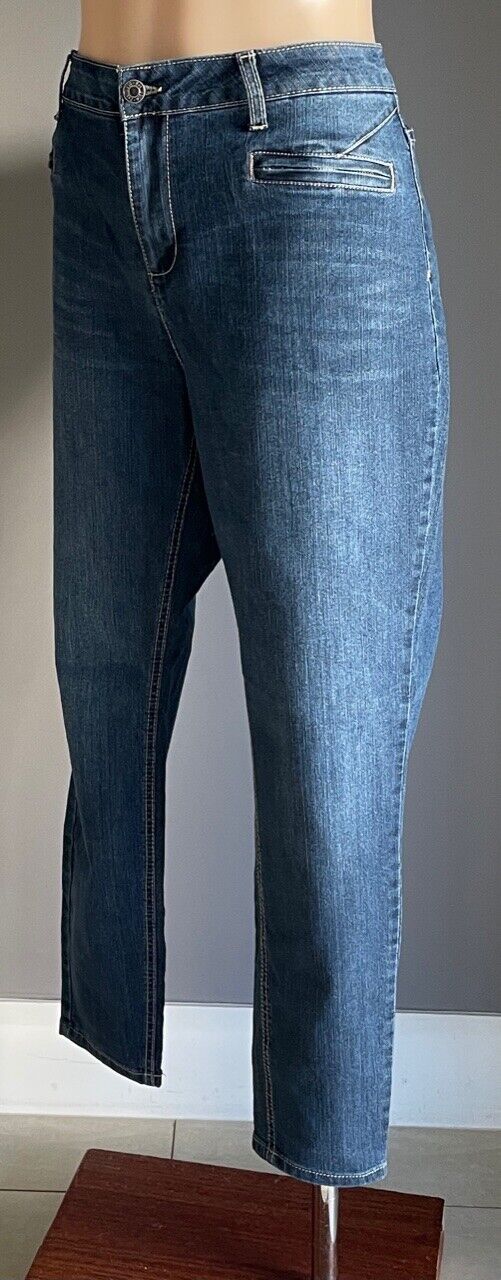 KATIES Jeans Blue Stretch Denim Full Length Skinny w Zip Pockets Ladies Size 16