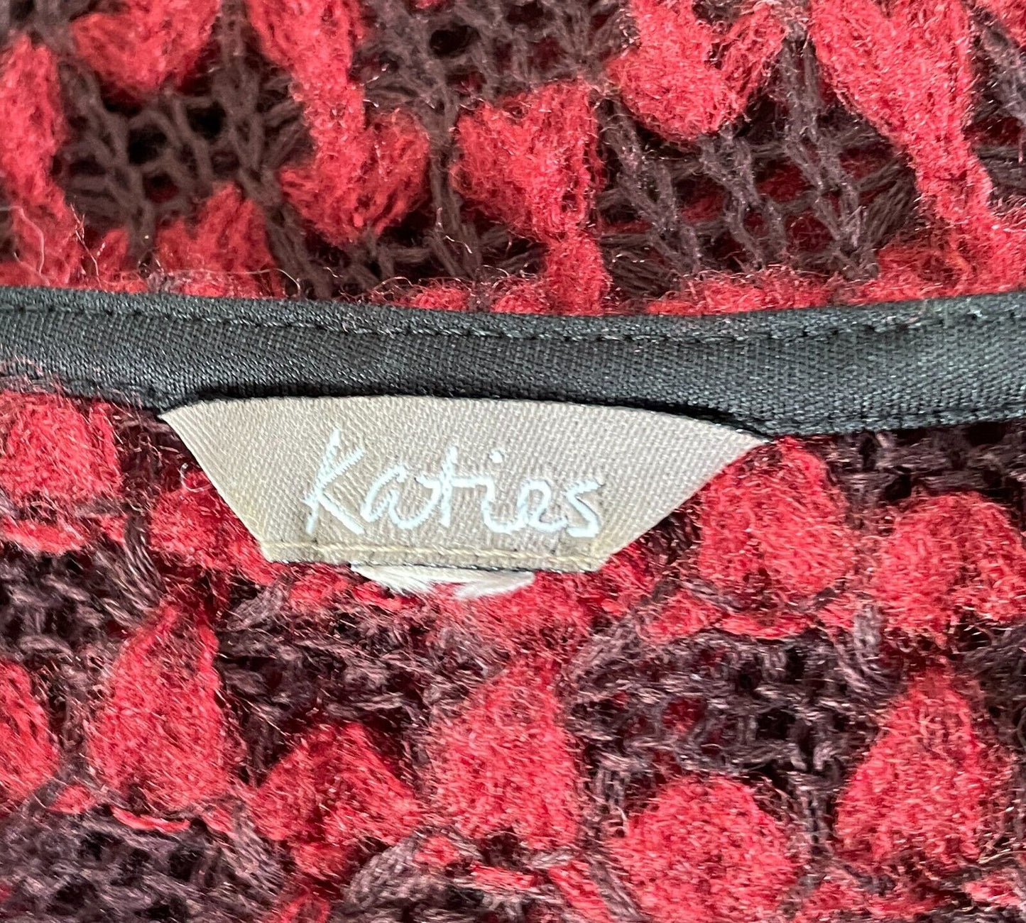 KATIES Knit Top Maroon Red Aubergine Open Stitch Cap Sleeve Sweater Vest Size 12