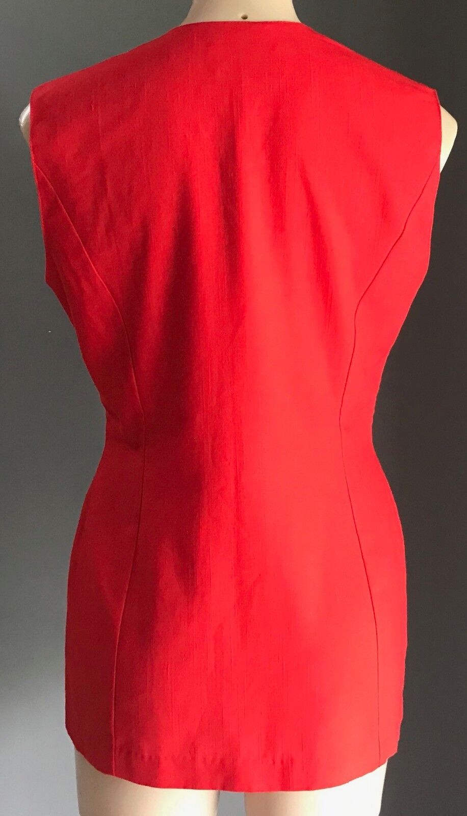 KATIES Jacket Red Sleeveless Long Vest Button Up Ladies Size 12 Vintage