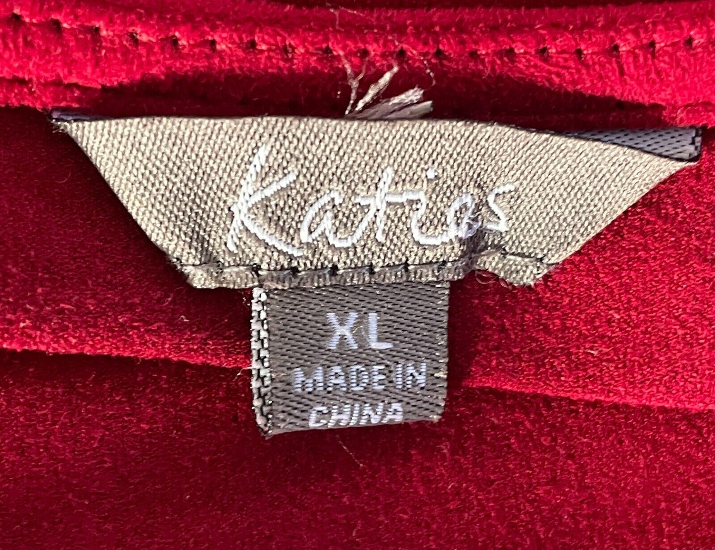 KATIES Top Burgundy Suede Look Extended Sleeve Blouse Cut Outs at Front Size XL