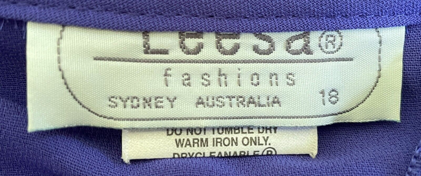 LEESA FASHIONS Button Front Shirt Purple Ruffle Neck Sleeve Cuff Blouse Size 18