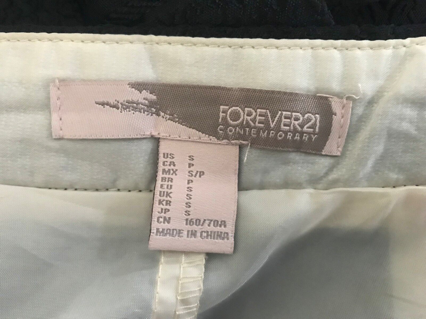 FOREVER 21 CONTEMPORARY Skirt Ornate Organza Stripe Size S 10 Black Beige NEW