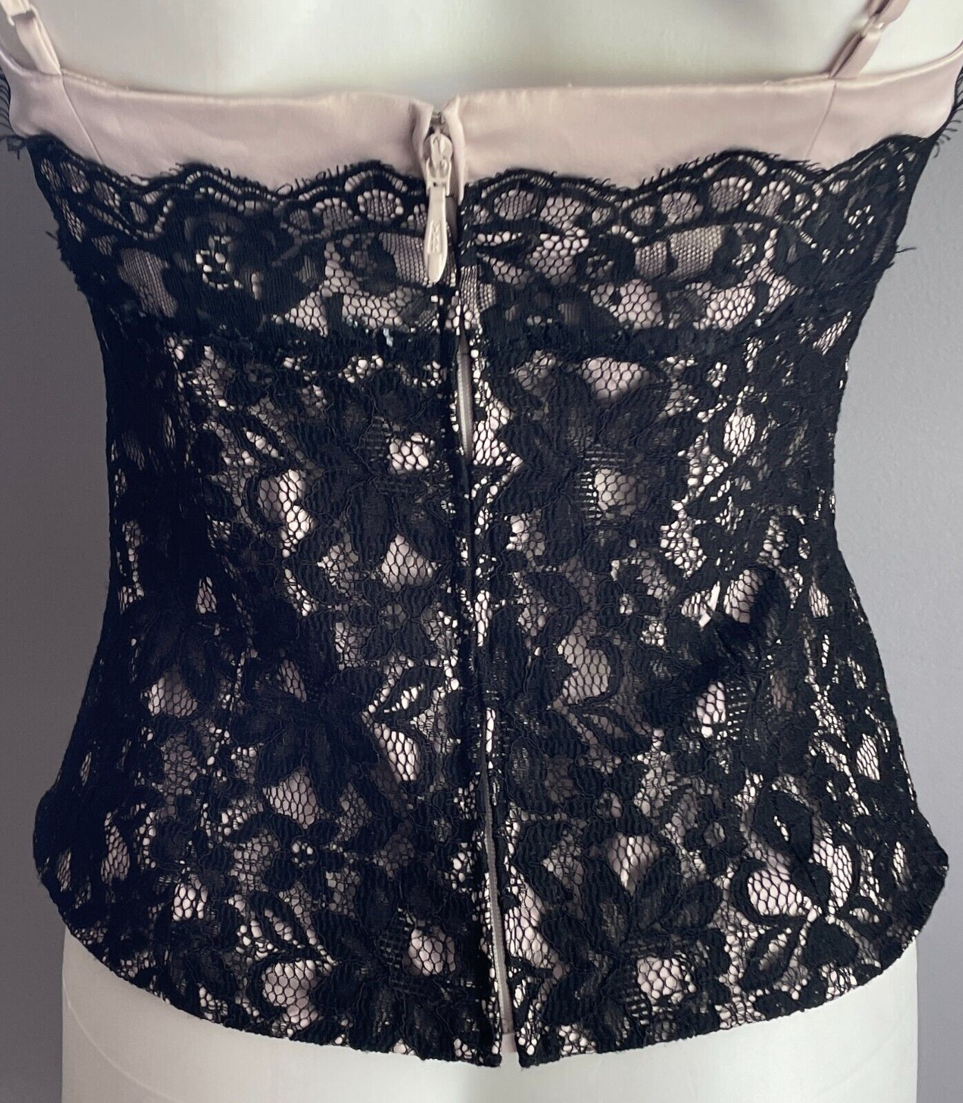 EVENTS COLLECTION Corset Top Black Lace & Champagne Lining Bustier Ladies Size 8
