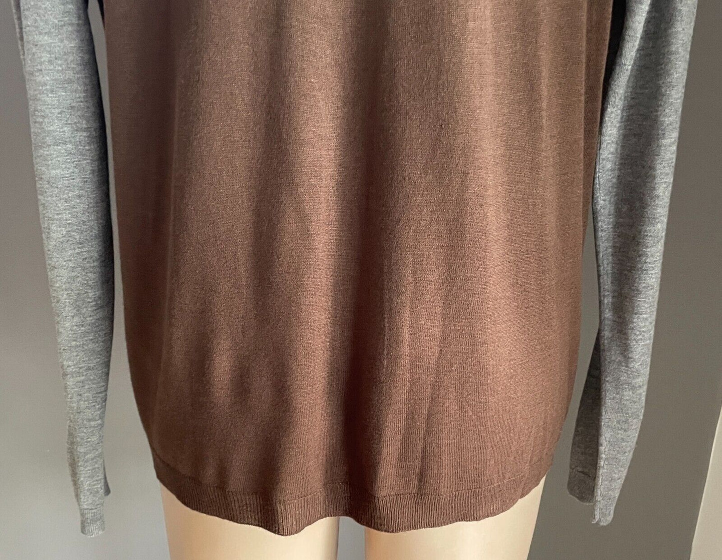 ZARA KNIT Cardigan Brown Grey Fine Knit Size EU L 12 14 Long Sleeve Buttons NEW