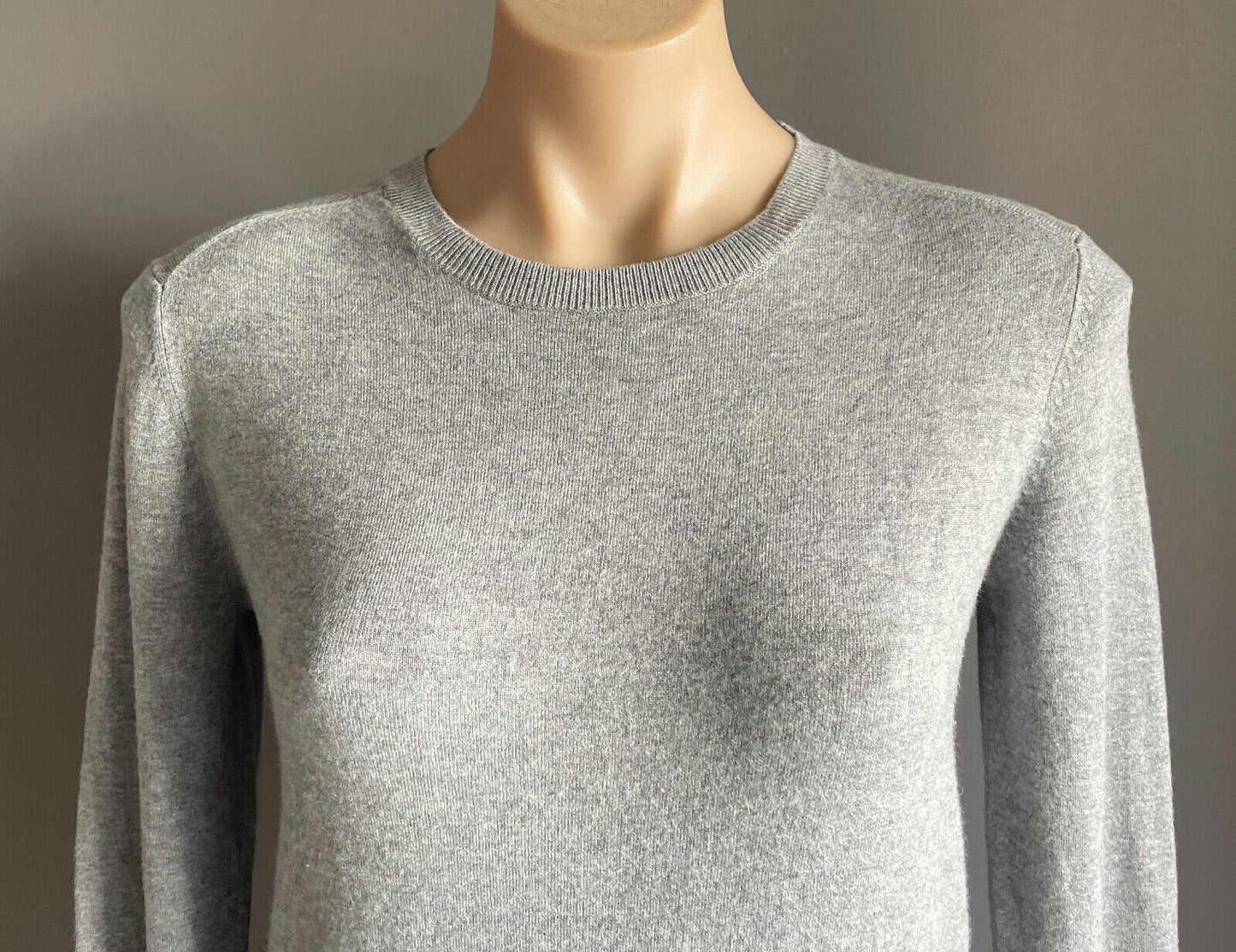 ZARA KNIT Grey Marl Sweater Jumper Fine Knit Size EU L 10 12 Long Sleeve Buttons