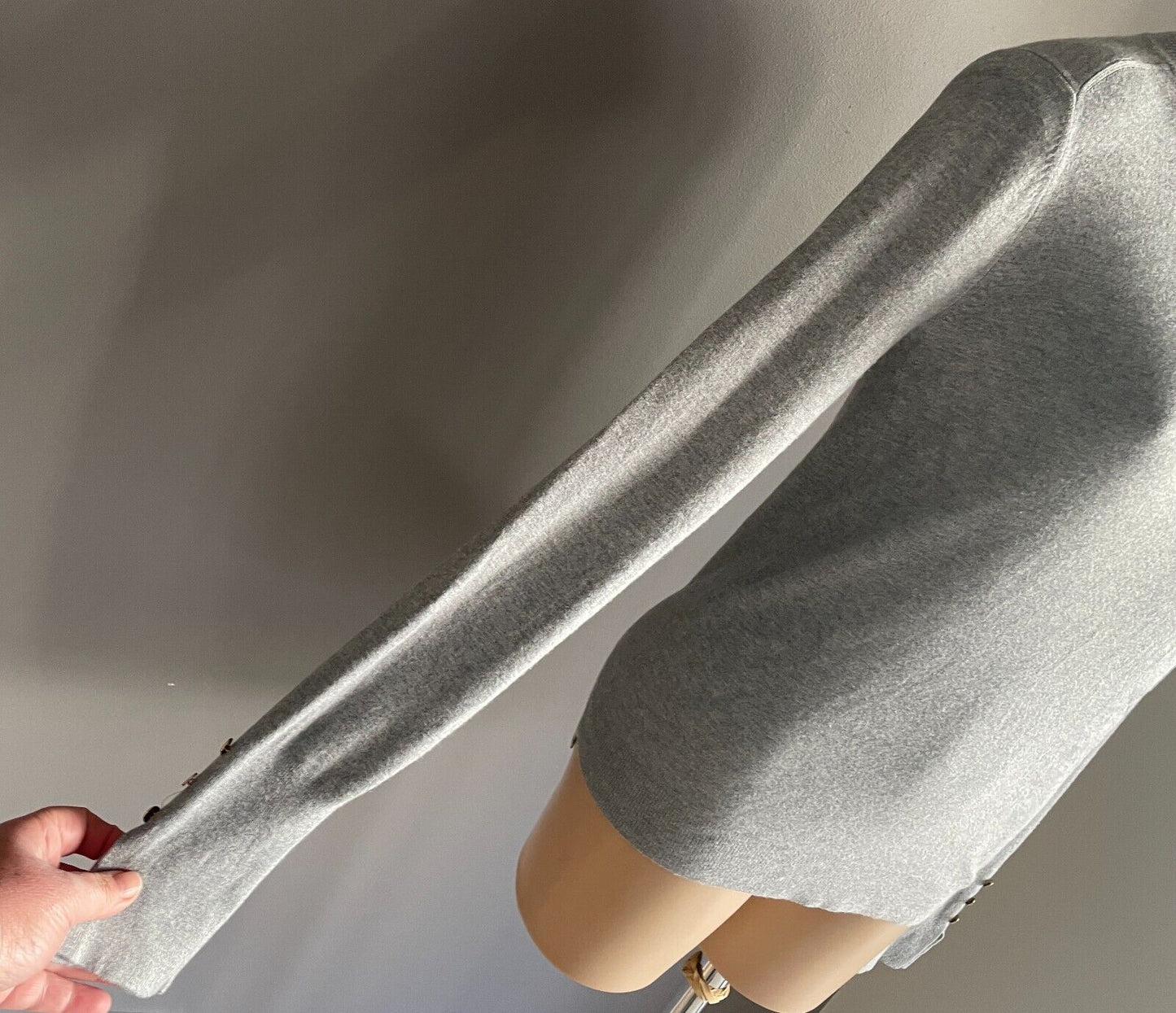 ZARA KNIT Grey Marl Sweater Jumper Fine Knit Size EU L 10 12 Long Sleeve Buttons