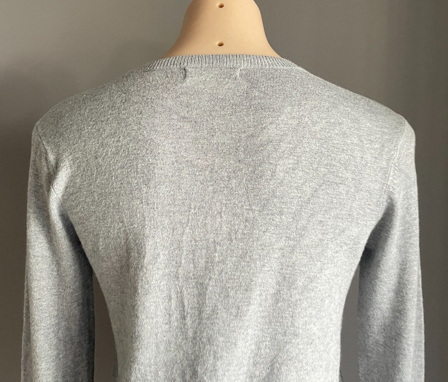 ZARA KNIT Grey Marl Sweater Jumper Fine Knit Size EU L 10 12 Long Sleeve Buttons