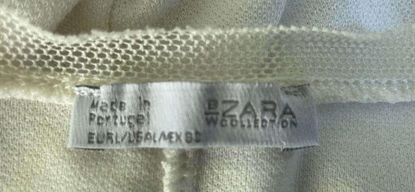 ZARA COLLECTION Hi-Lo Top Sleeveless Taupe Brown Ivory Print Size EU L AU 14