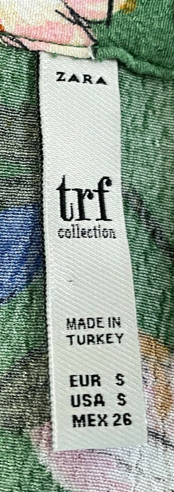 ZARA TRF Top Loose Long Green Floral Buttoned Sh/Sleeve Shirt Top Sz EU S AU 12