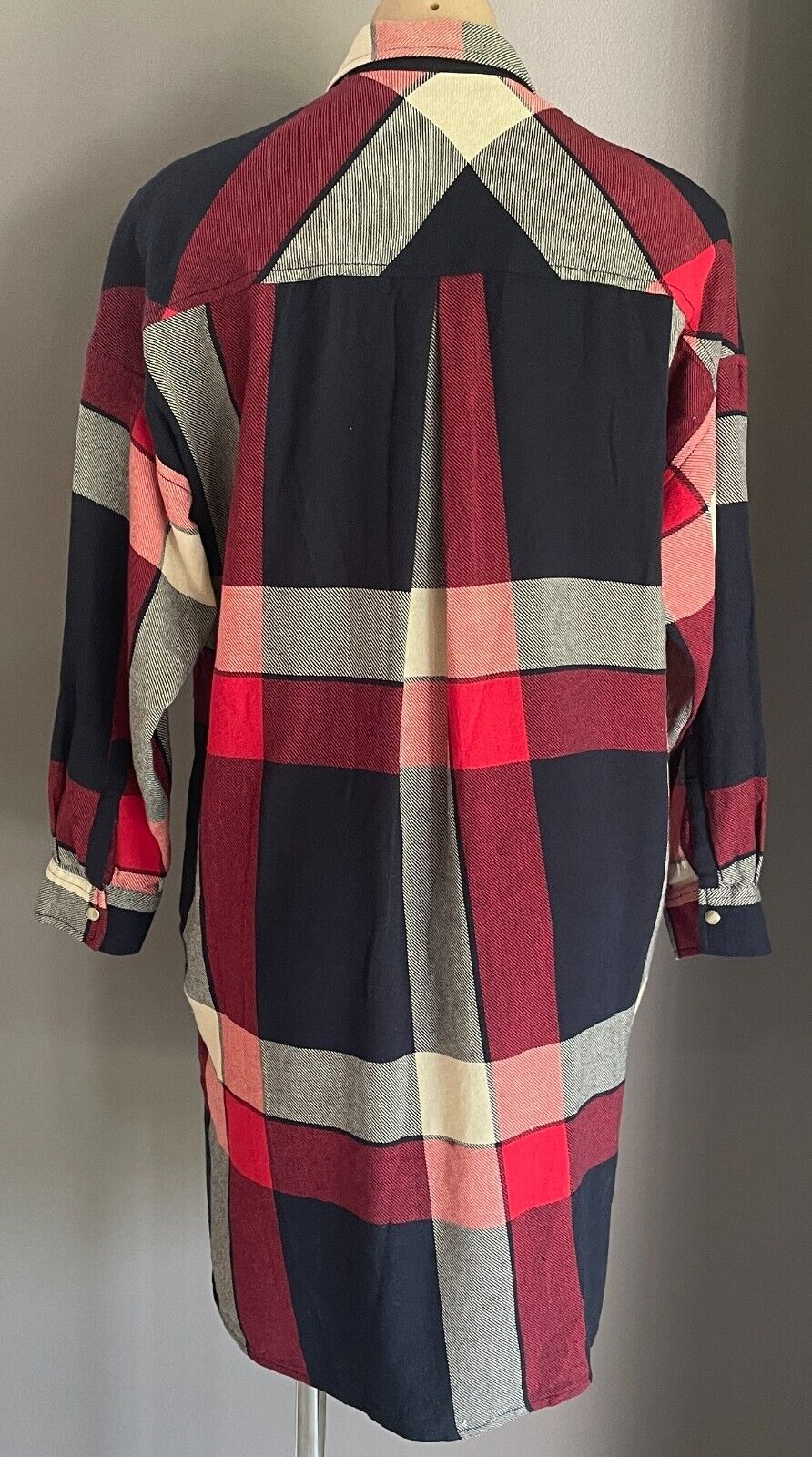 ZARA Plaid Shirt Dress Oversized Shacket Stud Chest Pocket Size EU M 12 NEW