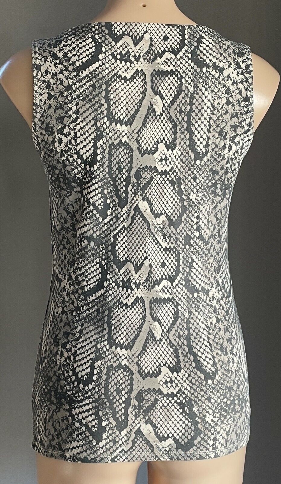 ZARA COLLECTION Tank Top Wide Strap Taupe Brown Ivory Python Snake Stretch M 10