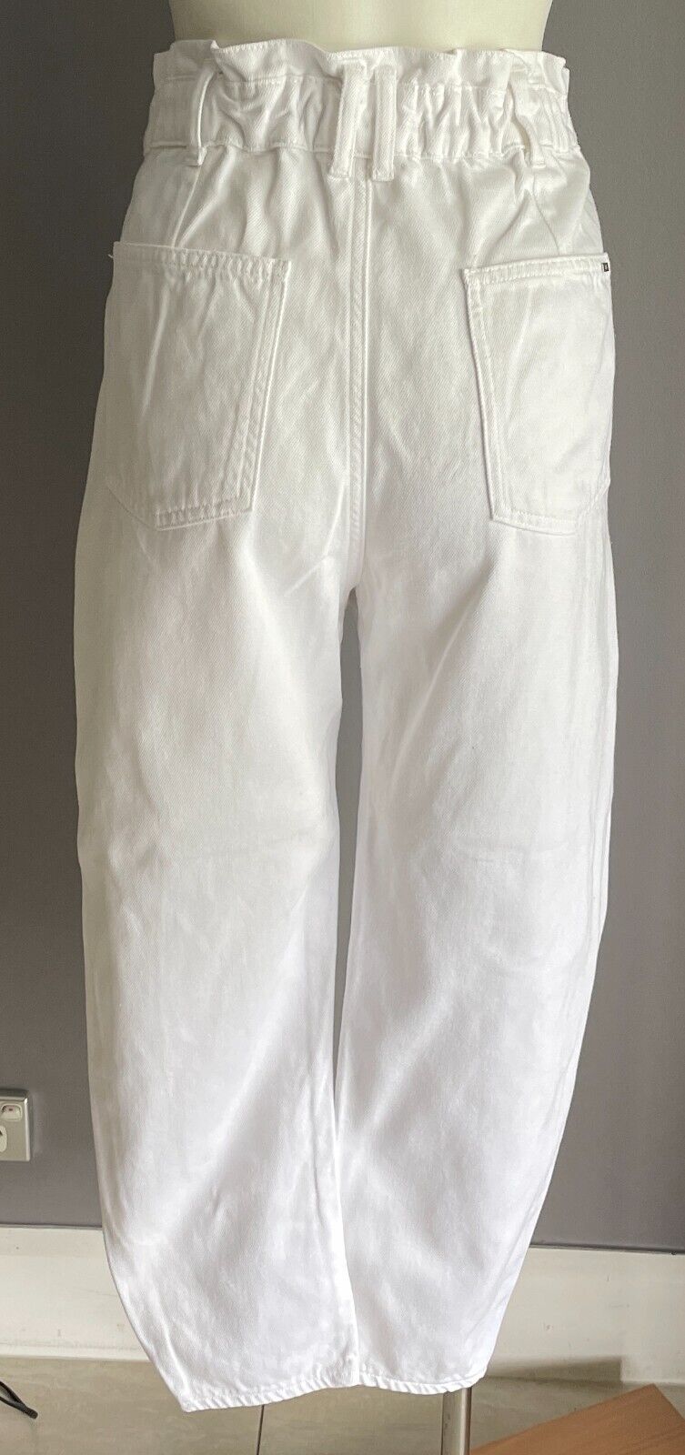 ZARA White Denim Jeans Paperbag Waist Baggy Women's Size EUR 32 AU 4