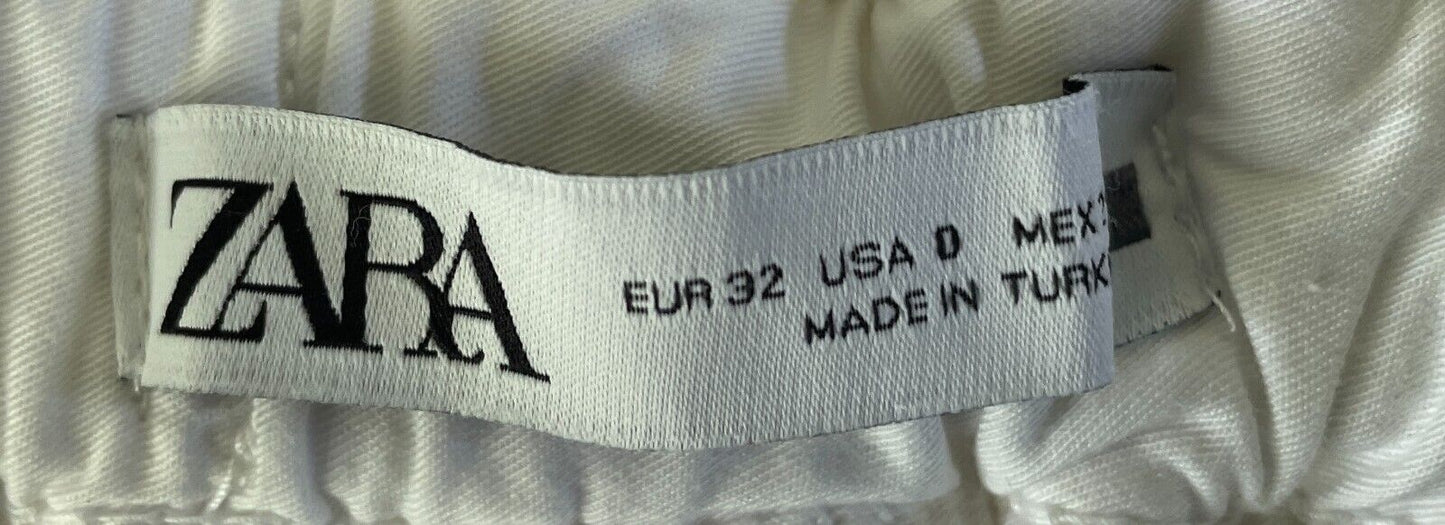 ZARA White Denim Jeans Paperbag Waist Baggy Women's Size EUR 32 AU 4