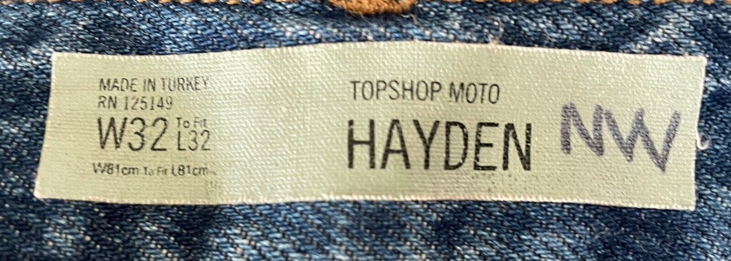 TOPSHOP Jeans Moto Hayden Size 14 Boyfriend Blue Denim Ladies Size W32 L32