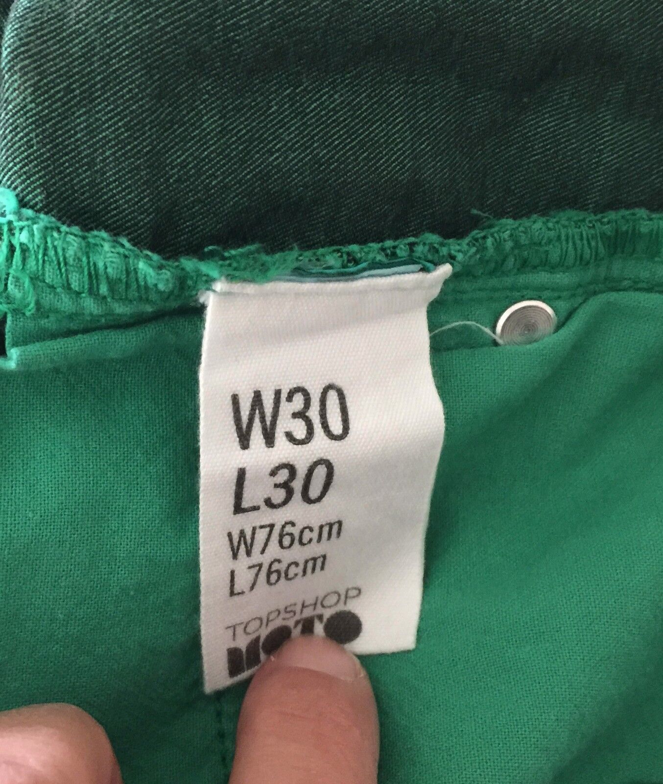 TOPSHOP Moto Leigh Size 12 Jeans Soft Denim Green W 30 L 30 AU 10 NEW