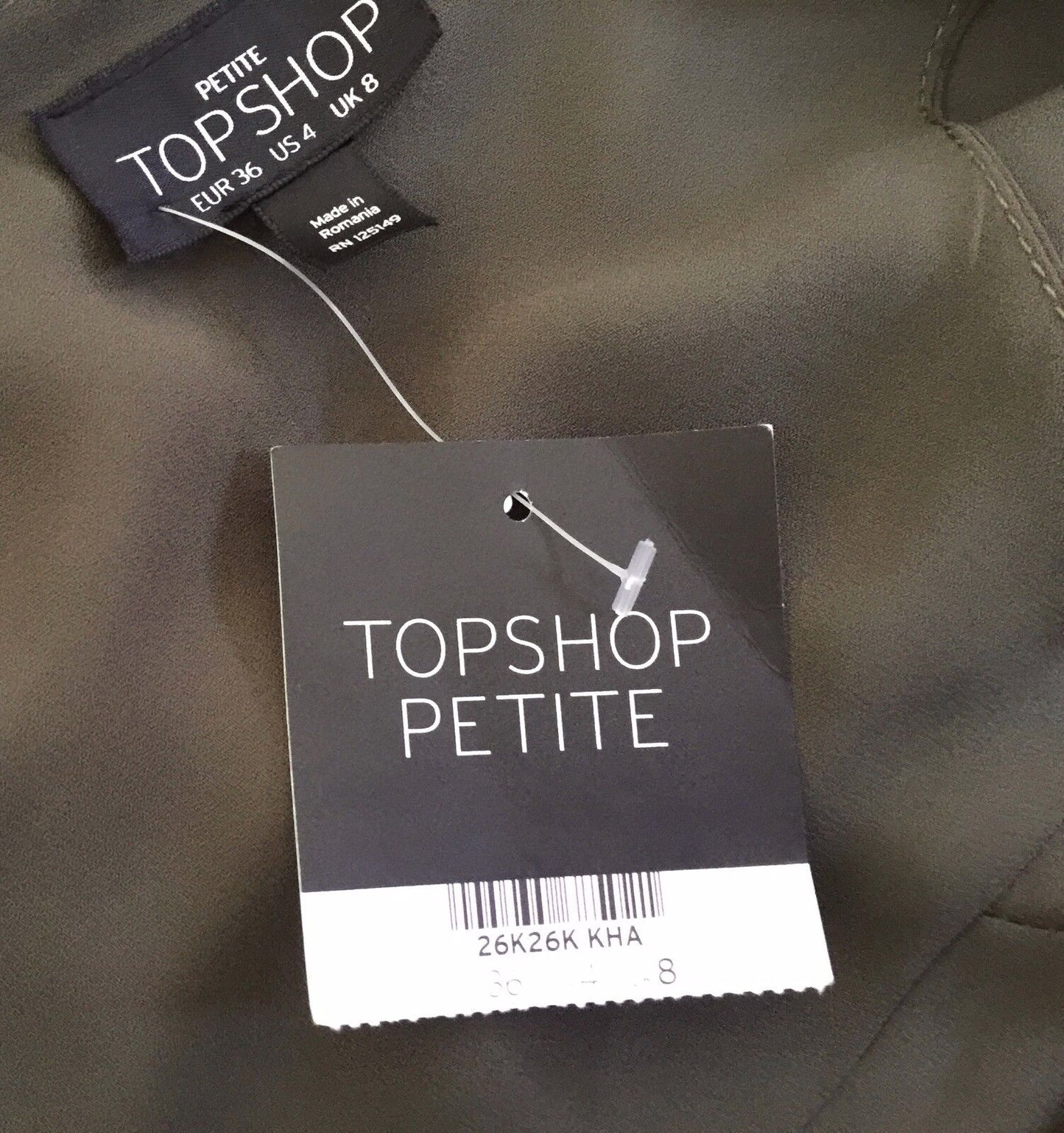 TOPSHOP PETITE Midi Dress Wrap Slip Khaki Green Ladies Size 8 10 NEW