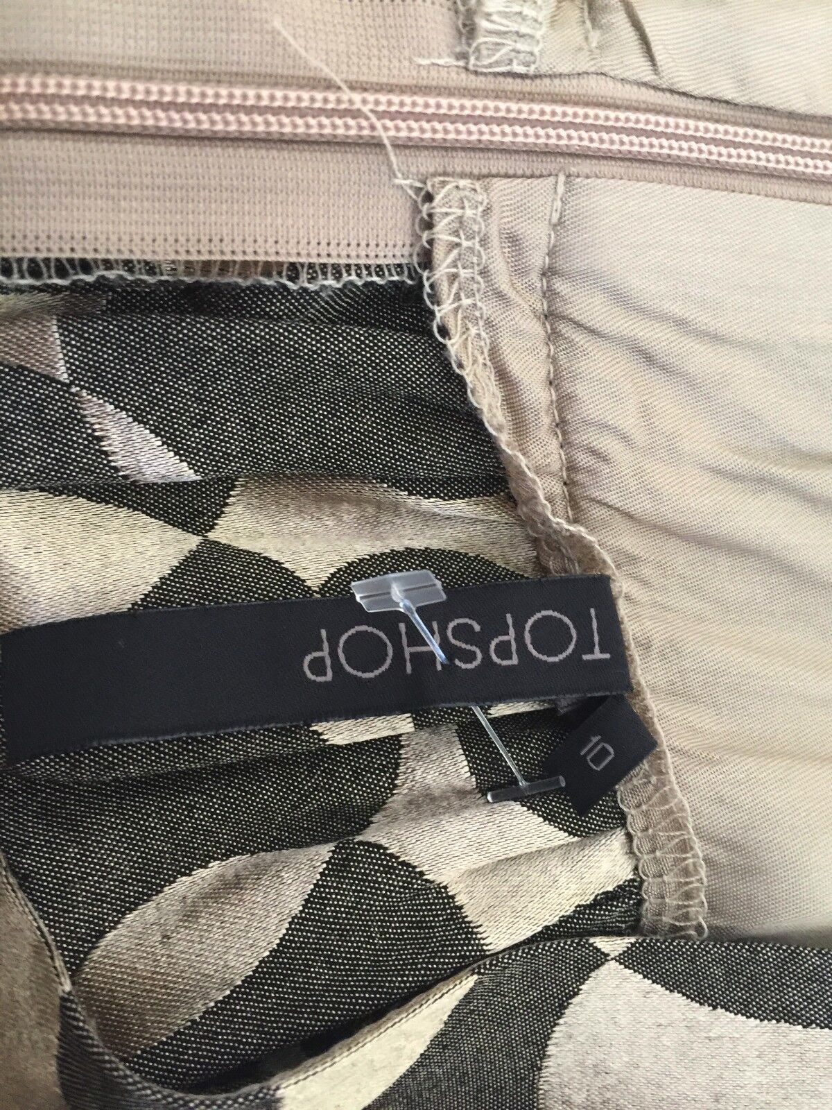 TOPSHOP Dress Gold & Pewter Empire Waist Tie Back Sleeveless Ladies Size 10