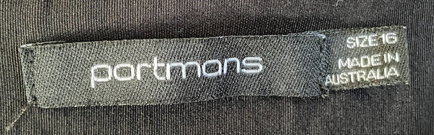 PORTMANS Skirt Black Stretch Pencil Knee Length Size 16 Classic